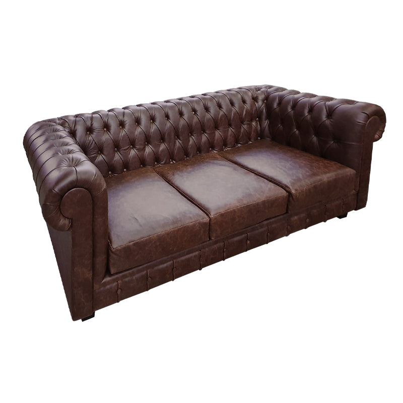 Sofá Chesterfield cuero 3 cuerpos